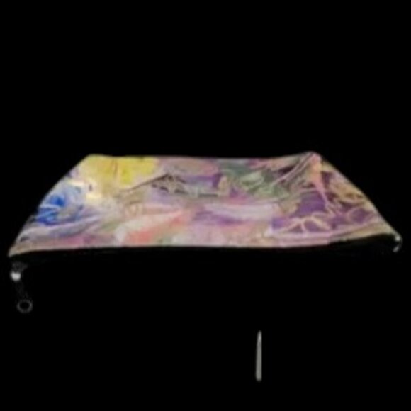 Vintage Hand Painted Leather Zip Clutch Gold Embellished - Picture 3 of 5